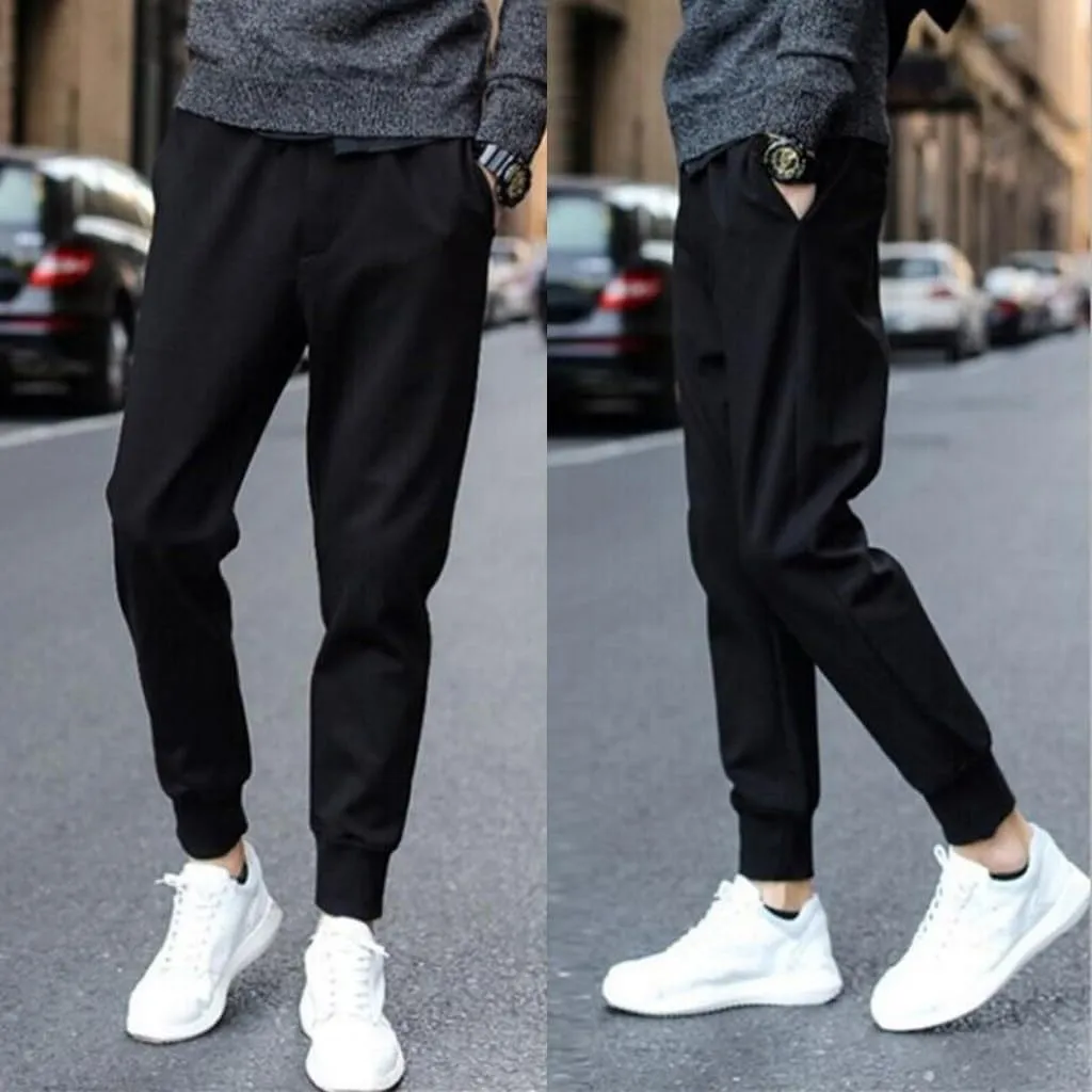 Men's Athletic Running Sweatpants Mens Pocket Trousers Beam Drawstring Men's Pants Men's Athletic Running Sweatpants