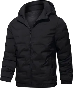 Mens Autumn And Winter Fashion Casual Solid Color Padded Warm Cotton Coat Cotton Padded Jacket Jackets Coats for