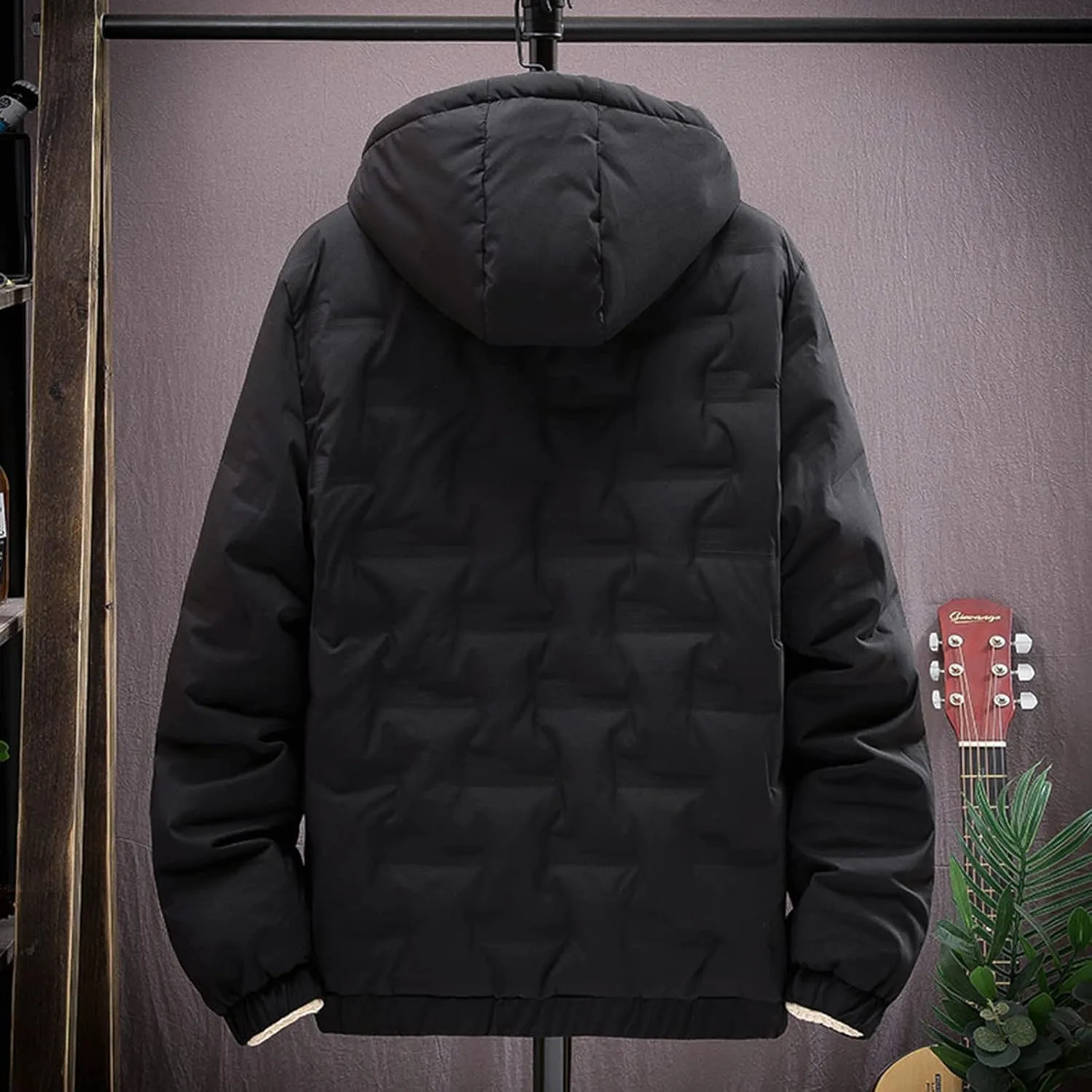 Mens Autumn And Winter Fashion Casual Solid Color Padded Warm Cotton Coat Cotton Padded Jacket Jackets Coats for