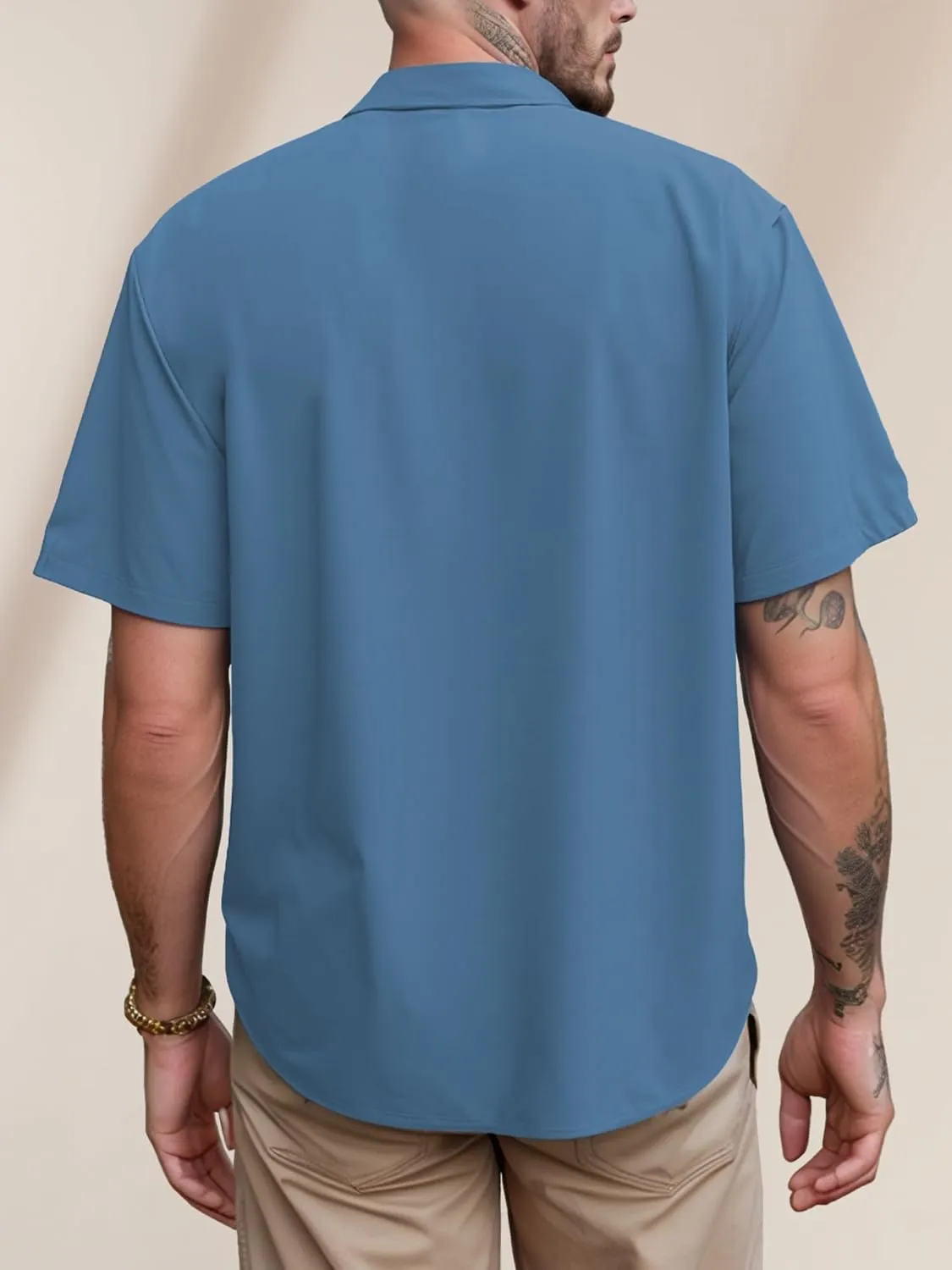 Mens Button Down Short Sleeve Shirt Casual Button Up Dress Shirts for Men Beach Summer Tops with Pocket
