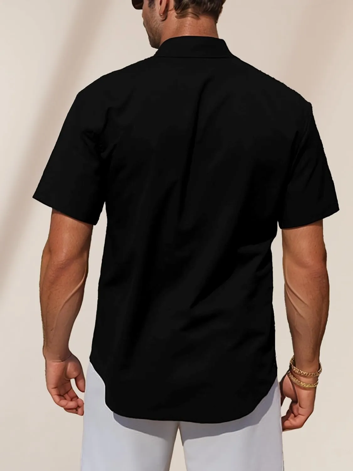 Mens Button Down Short Sleeve Shirt Casual Button Up Dress Shirts for Men Beach Summer Tops with Pocket