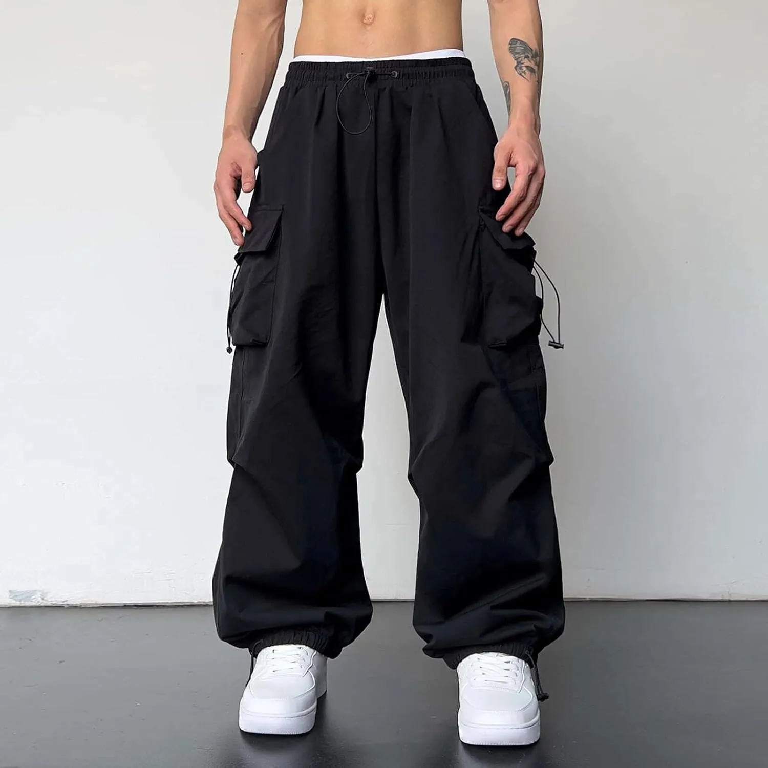 Mens Cargo Combat Work Pant Running Workout Jogger Fashion Lightweight Sweat Pants Loose Straight Leg Pants