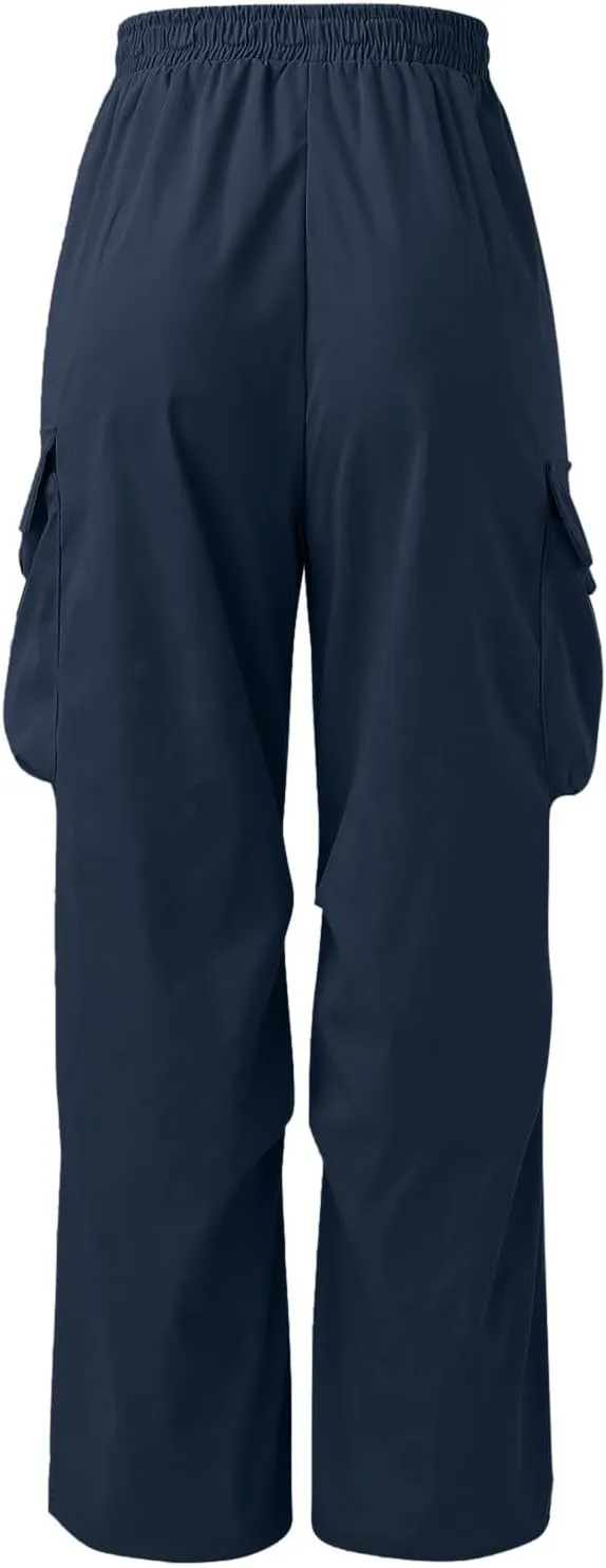 Mens Cargo Pants Casual Wide Leg Elastic Waist Pant Work Pant with Multiple Pockets