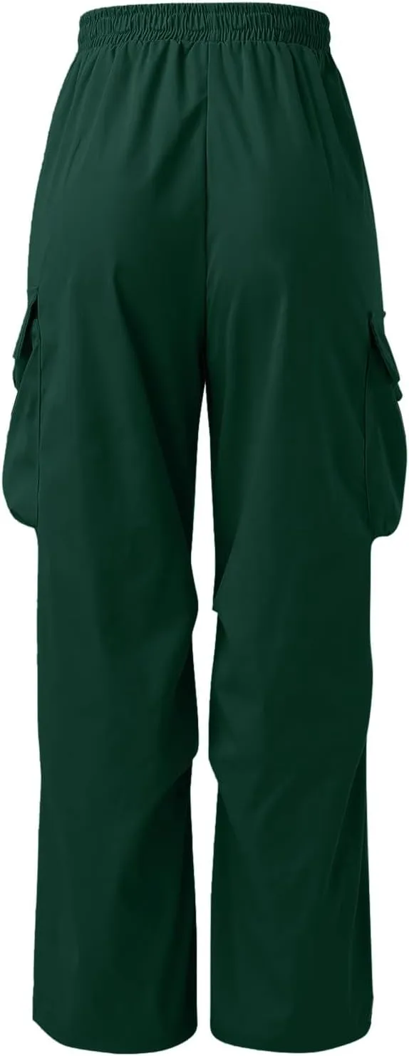 Mens Cargo Pants Casual Wide Leg Elastic Waist Pant Work Pant with Multiple Pockets