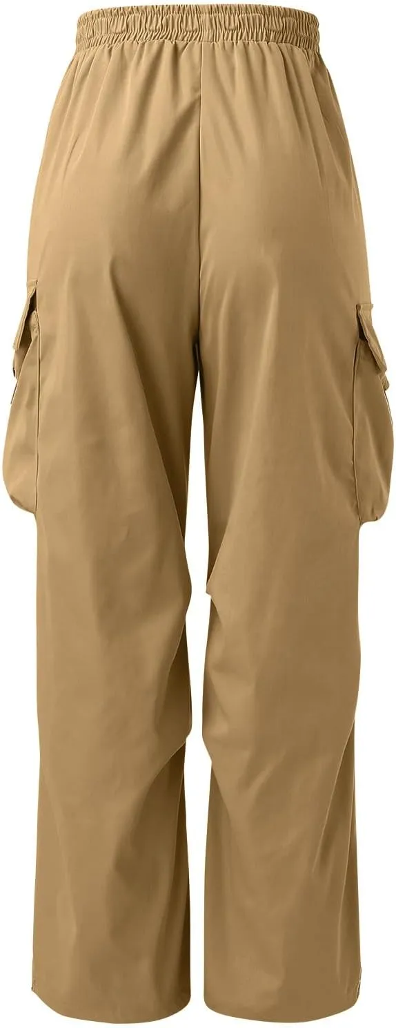 Mens Cargo Pants Casual Wide Leg Elastic Waist Pant Work Pant with Multiple Pockets