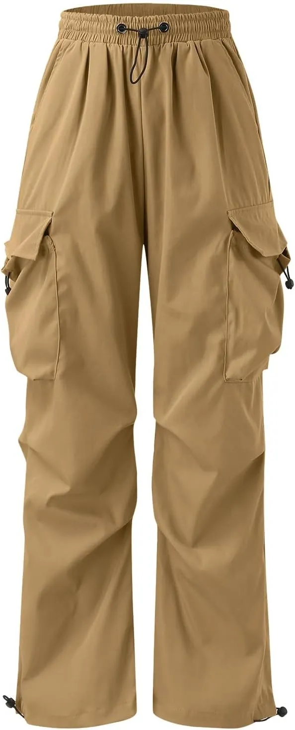 Mens Cargo Pants Casual Wide Leg Elastic Waist Pant Work Pant with Multiple Pockets