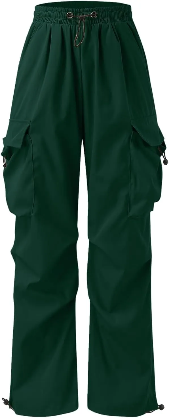 Mens Cargo Pants Casual Wide Leg Elastic Waist Pant Work Pant with Multiple Pockets