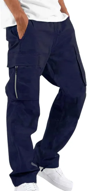 Men's Casual Cargo Pants Workout Joggers Trousers Loose Sports Trousers Casual Gym Workout Tactical Track Sweatpants