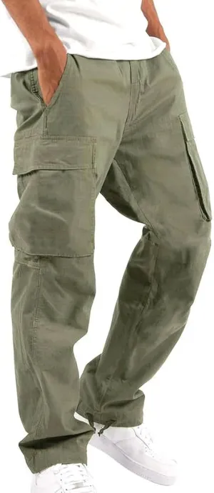 Men's Casual Cargo Pants Workout Joggers Trousers Loose Sports Trousers Casual Gym Workout Tactical Track Sweatpants