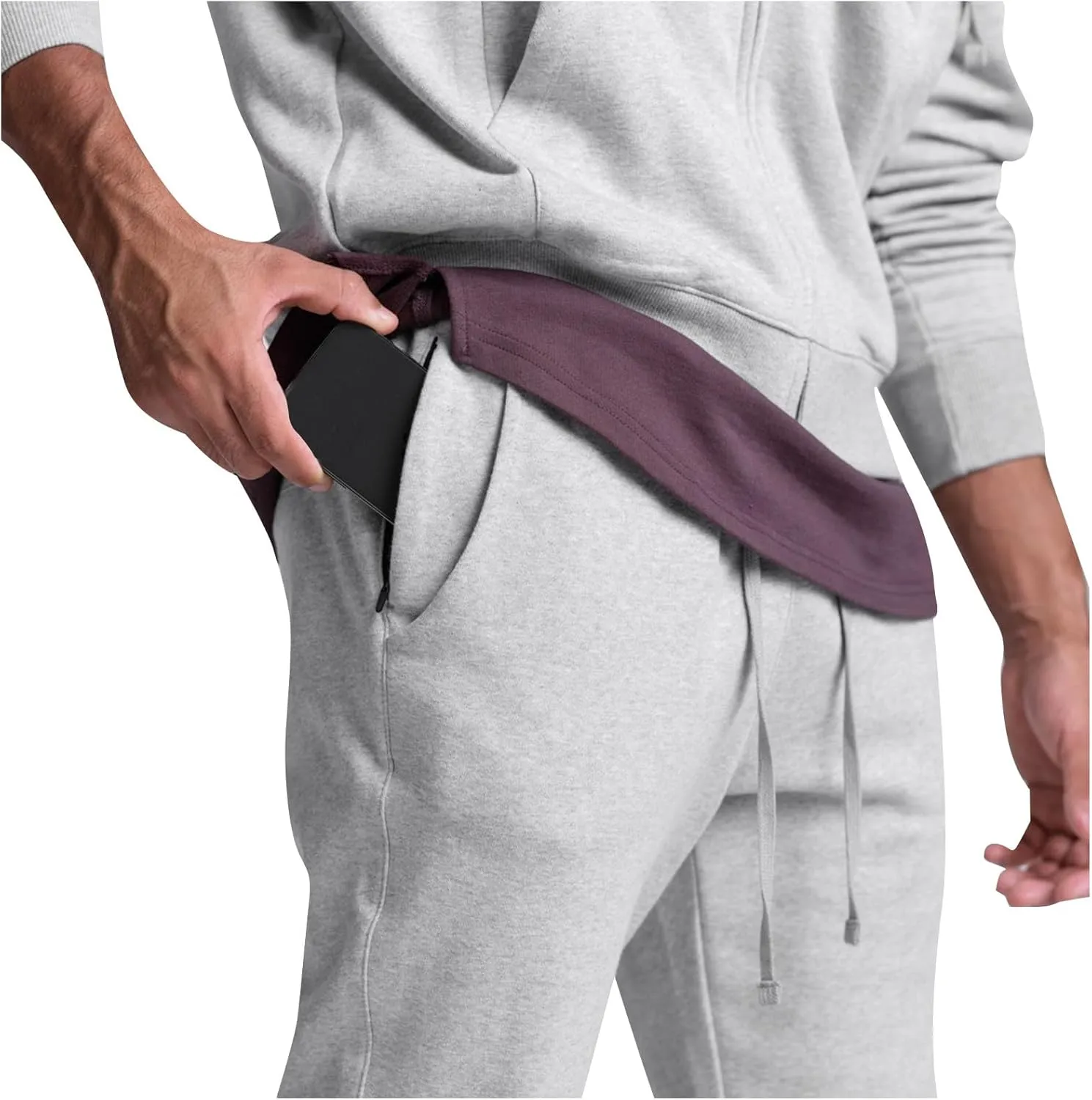 Mens Casual Pants with Pockets Chinos Pants Men Slim Fit Bound Feet Drawstring Elastic Waist Solid Color Sweatpants Trouser