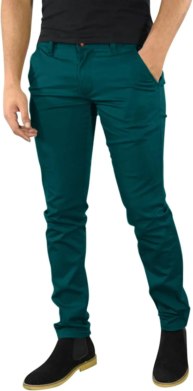 Mens Casual Stretch Dress Pants Slim Fit Solid Color Skinny Long Work Pant Flat-Front Business Golf Dress Chinos Pant