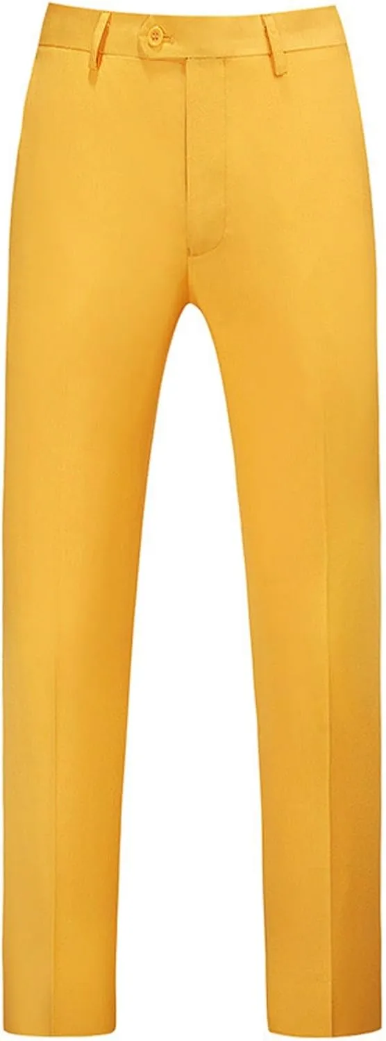 Mens Classic Basic Dress Pants Flat Front Skinny Stretch Chinos Casual Slim Fit Solid Color Straight Leg Suit Pants