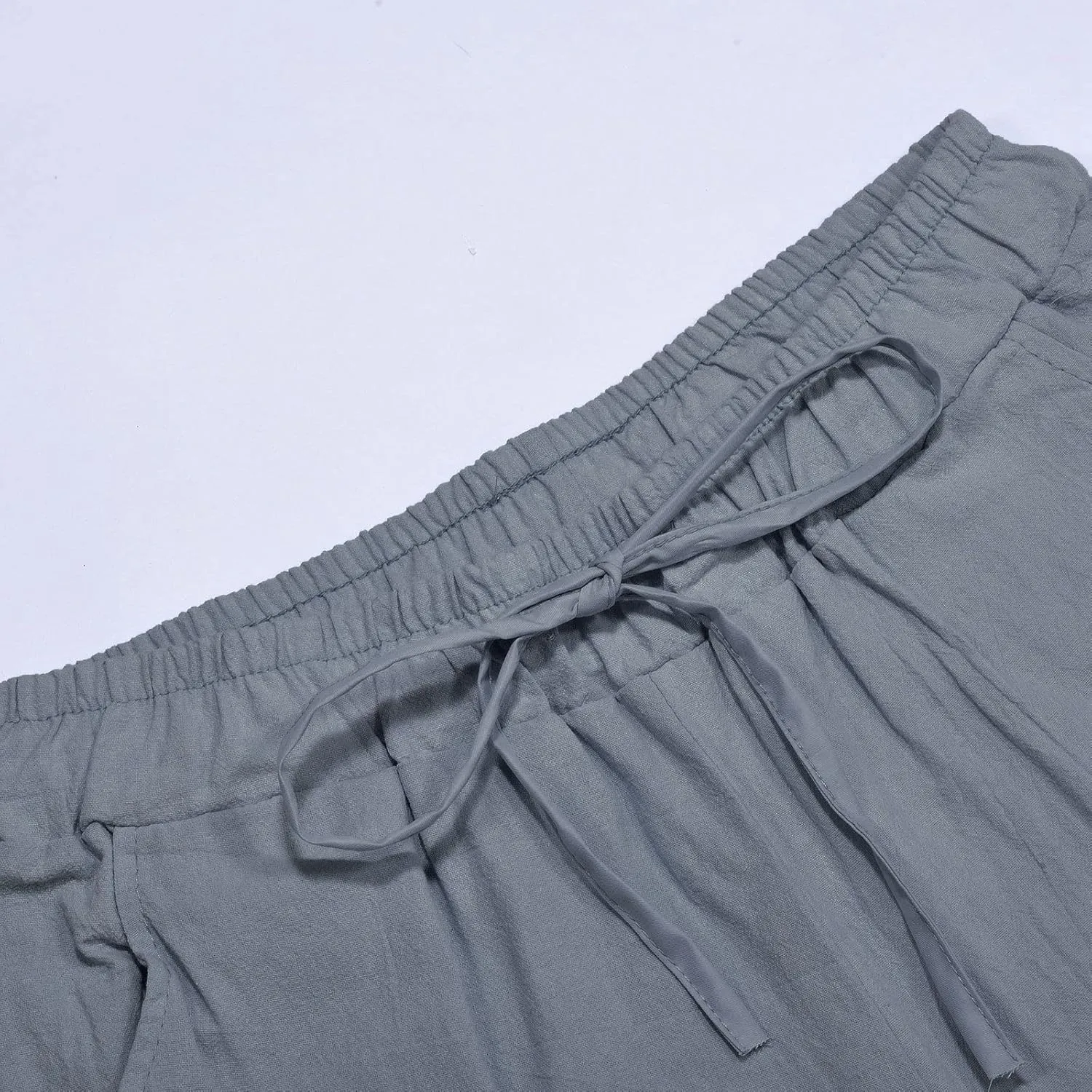Mens Cotton Linen Drawstring Pants Summer Fashion Resort Wear Pants for Men 2024 Straight Lightweight Loose Fit Yoga Pants