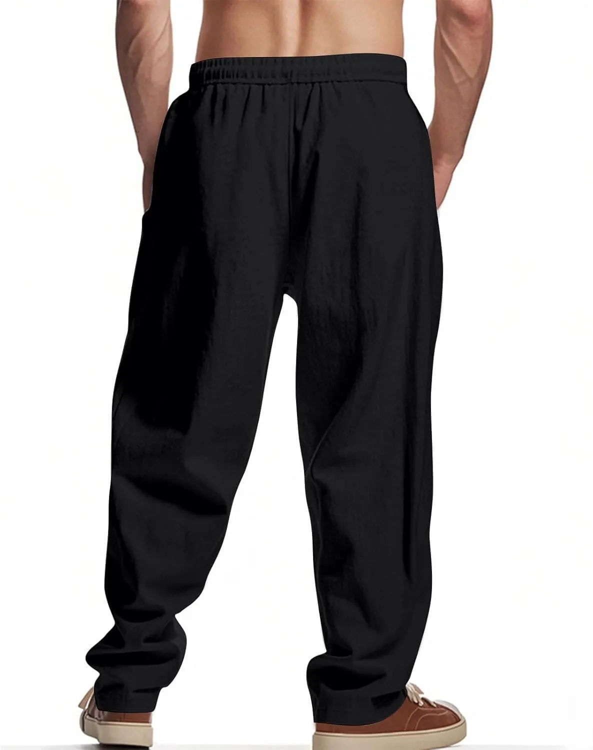Men's Drawstring Multi Pocket Casual Cargo Pants Hiking Cotton Pants