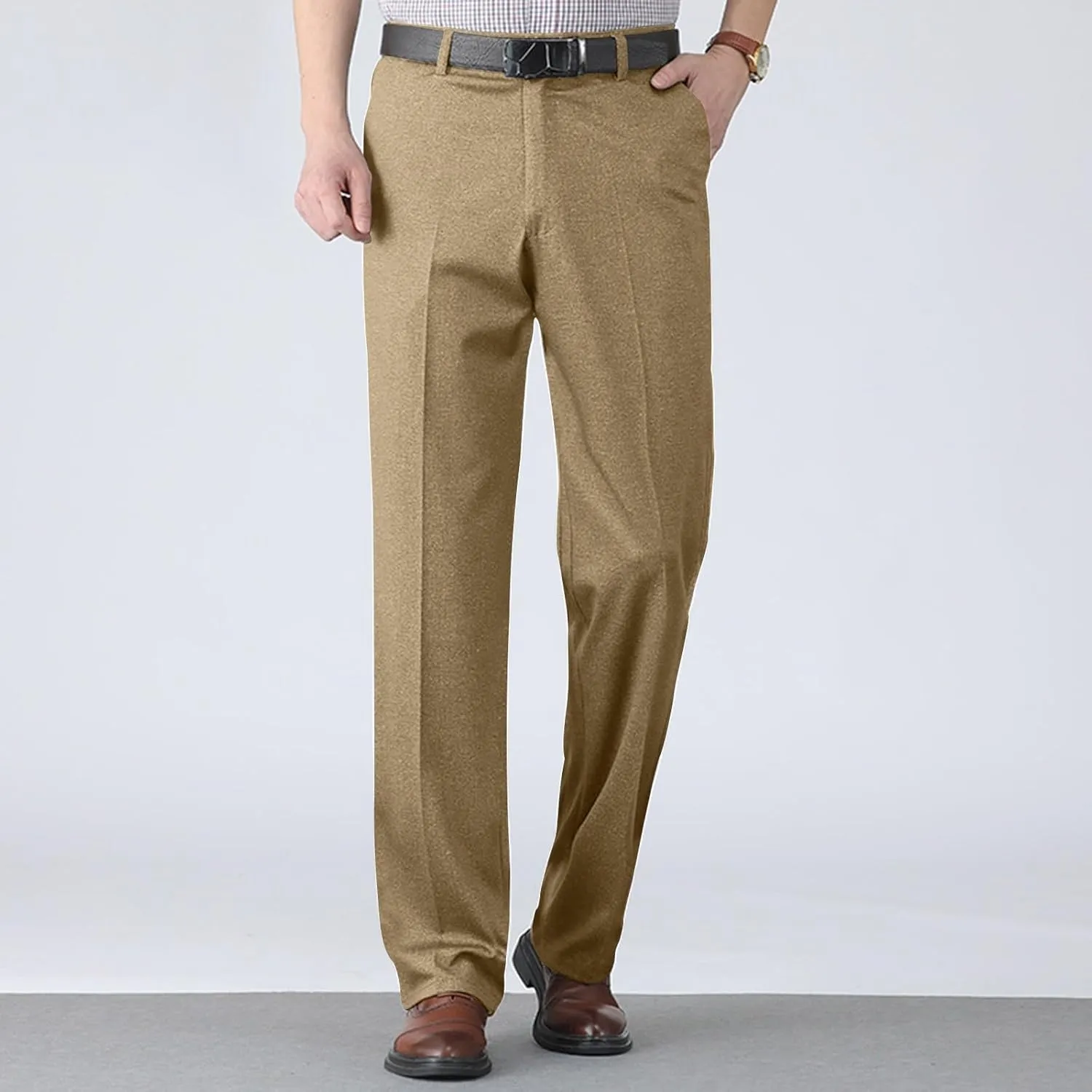 Mens Dress Pants Classic Business Casual Straight Leg Golf Pants Stretch Slim Fit Chino Pants with Pockets