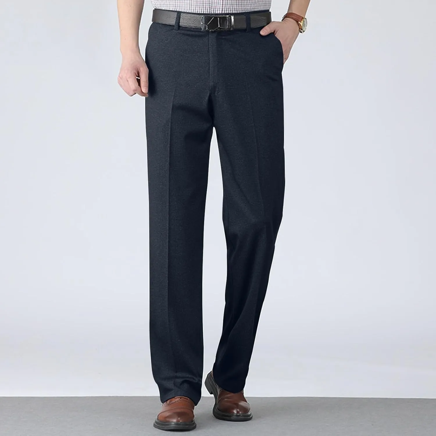 Mens Dress Pants Classic Business Casual Straight Leg Golf Pants Stretch Slim Fit Chino Pants with Pockets