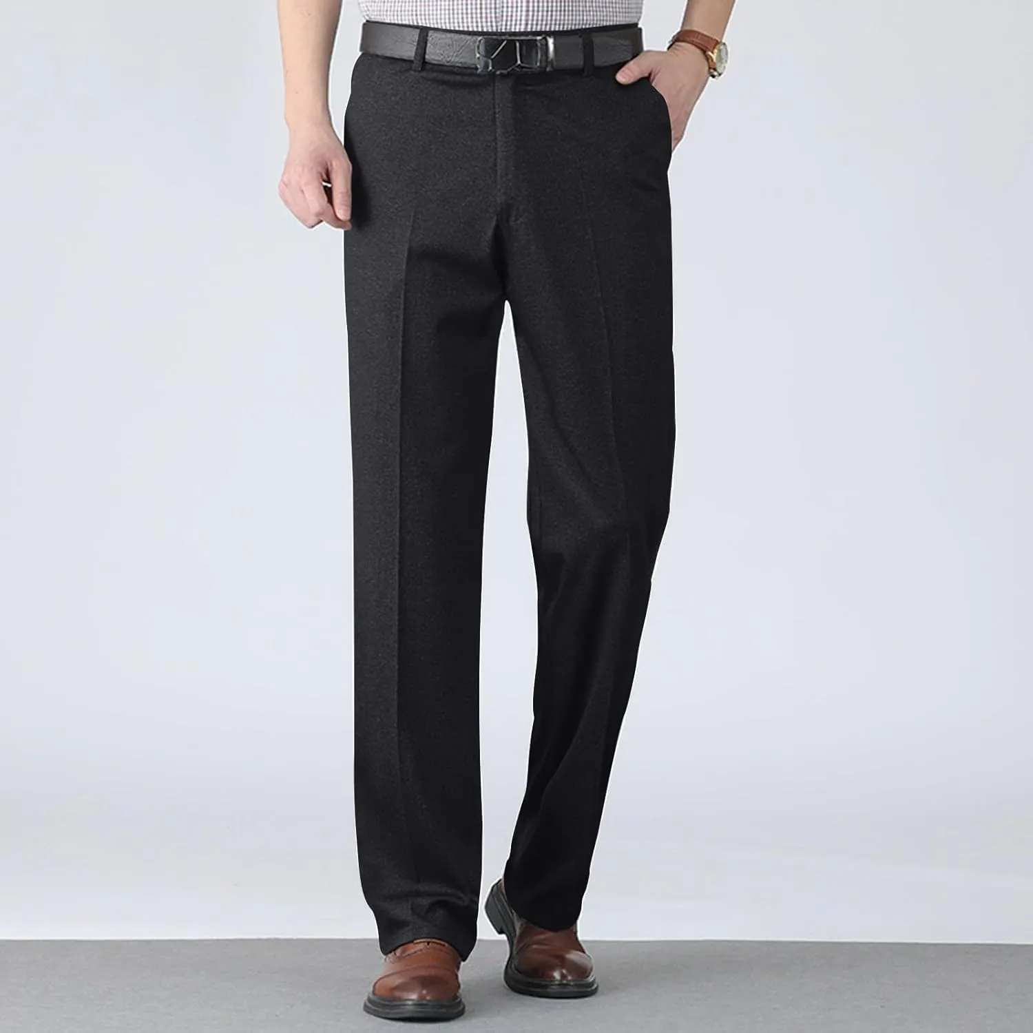 Mens Dress Pants Classic Business Casual Straight Leg Golf Pants Stretch Slim Fit Chino Pants with Pockets