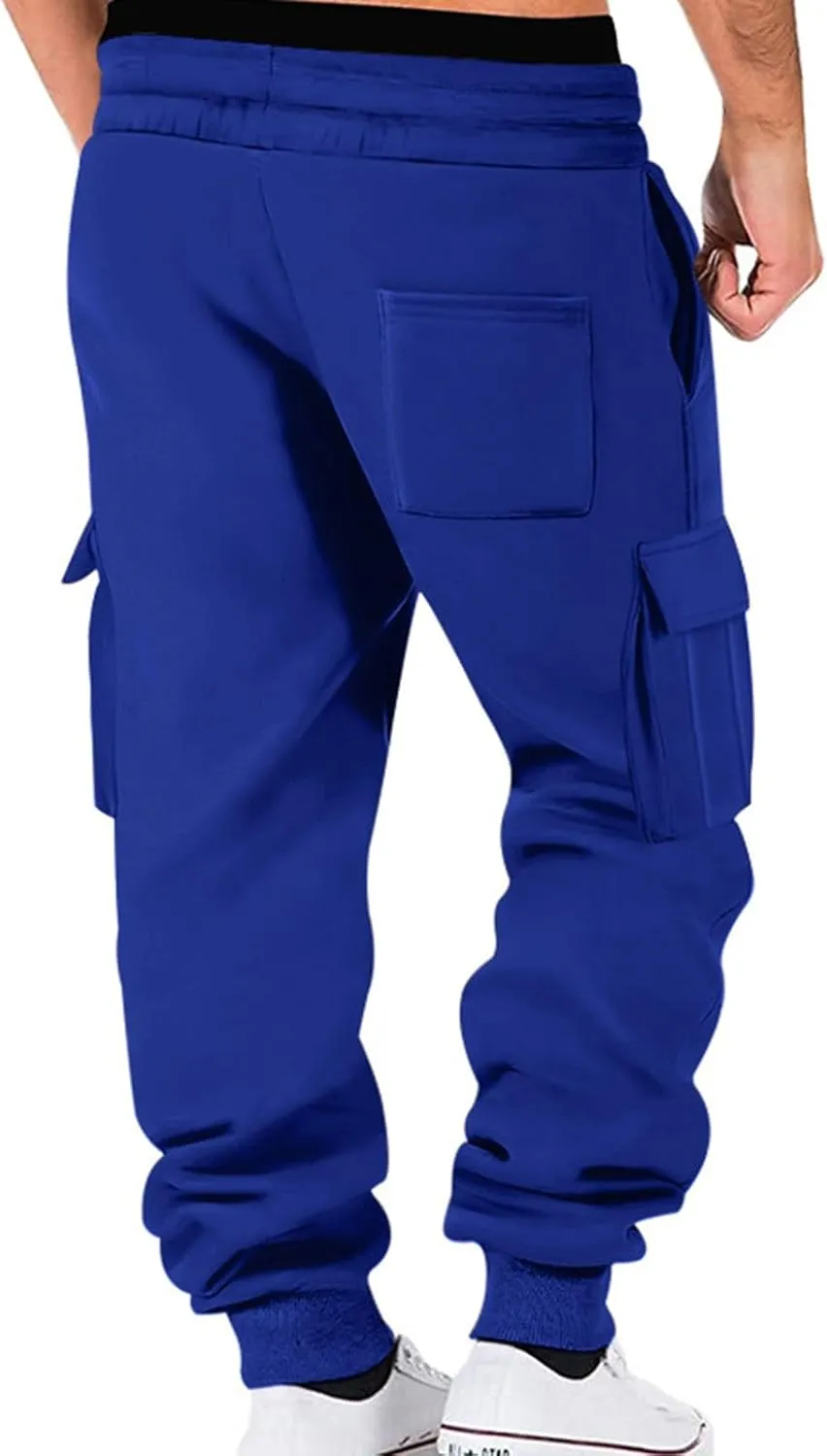 Mens Fleece Cargo Mens Slim Fit Cargo Pants Long Pants Fitness Pants Outdoor Trend Star Glitter