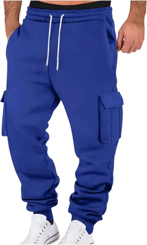 Mens Fleece Cargo Mens Slim Fit Cargo Pants Long Pants Fitness Pants Outdoor Trend Star Glitter