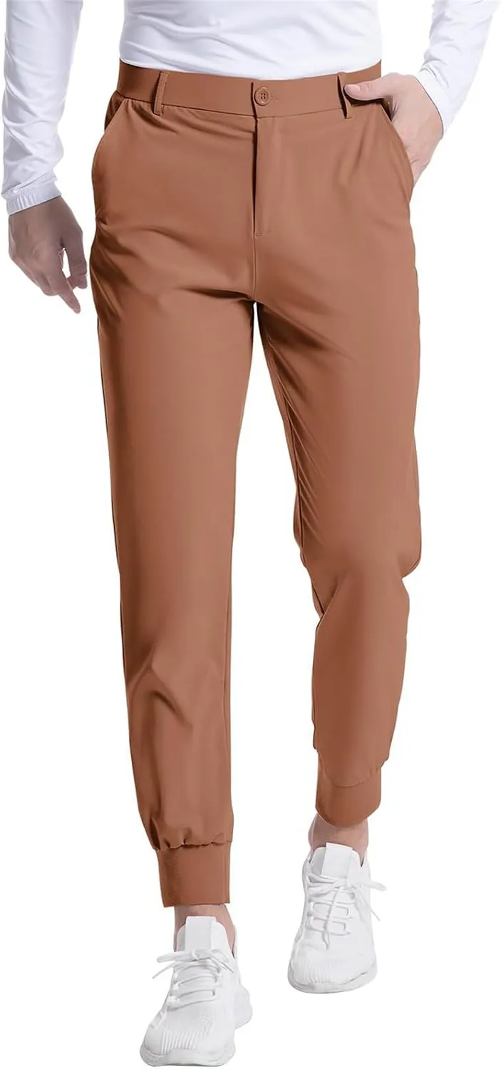 Men's Golf Joggers Pants Lightweight Stretchy Slim Fit Pants Casual Wear with Pockets for Golf Running Work Travel