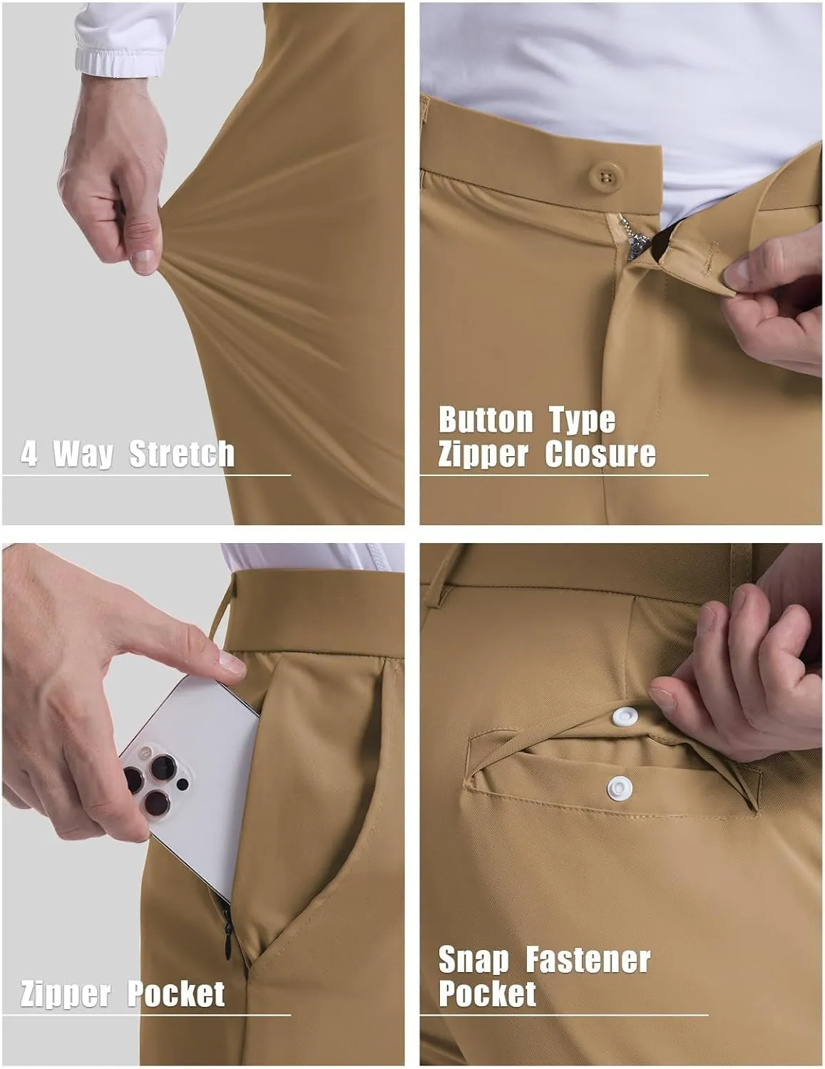 Men's Golf Joggers Pants Lightweight Stretchy Slim Fit Pants Casual Wear with Pockets for Golf Running Work Travel