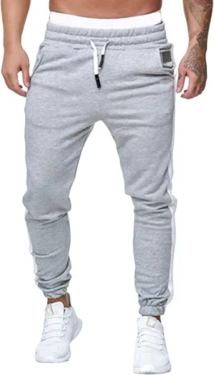 Mens Heavyweight Fleece Marled Stretch Elastic Waist Drawstring Cargo Workout Jogger Sport Basic Trousers Sweatpants