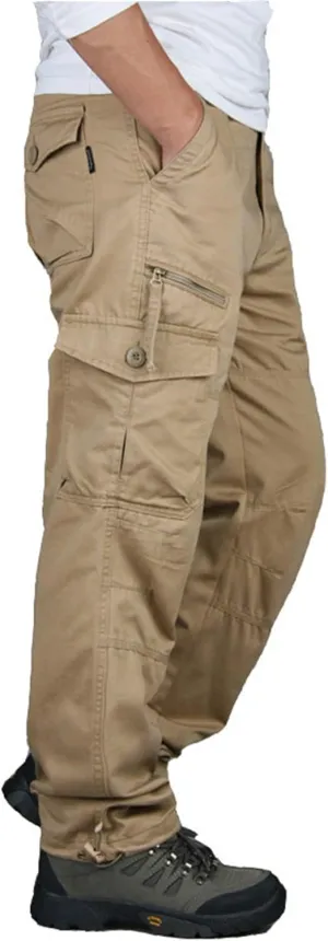 Men's Hiking Cargo Pants Combat Work Tactical Pants Casual Ripstop Trousers Straight Slim Fit Trousers with Pockets