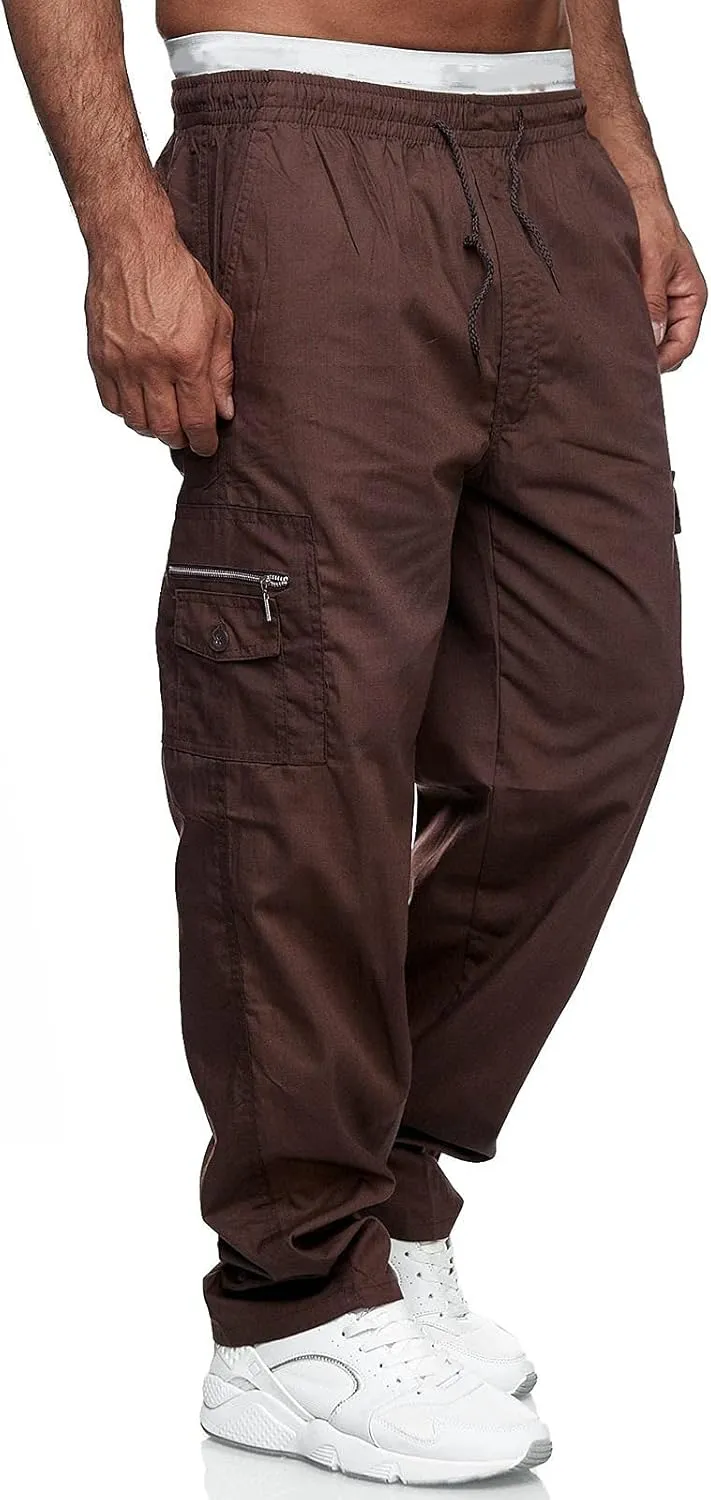 Men's Joggers Cargo Pants Drawstring Fashion Pants Sweatpants Casual Work Chino Pants with Pockets for Men