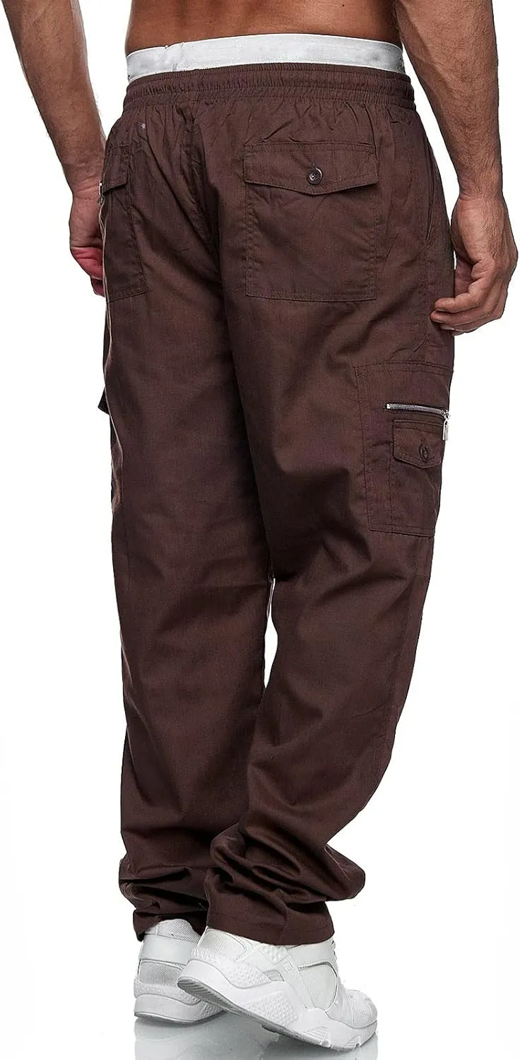 Men's Joggers Cargo Pants Drawstring Fashion Pants Sweatpants Casual Work Chino Pants with Pockets for Men