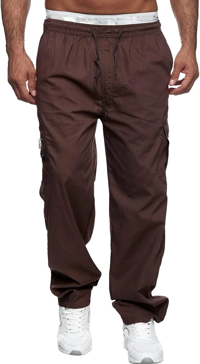 Men's Joggers Cargo Pants Drawstring Fashion Pants Sweatpants Casual Work Chino Pants with Pockets for Men