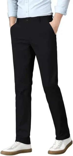 Mens Khaki Slim Fit Pants Stretch Casual Chino Pants for Men Tapered Pants