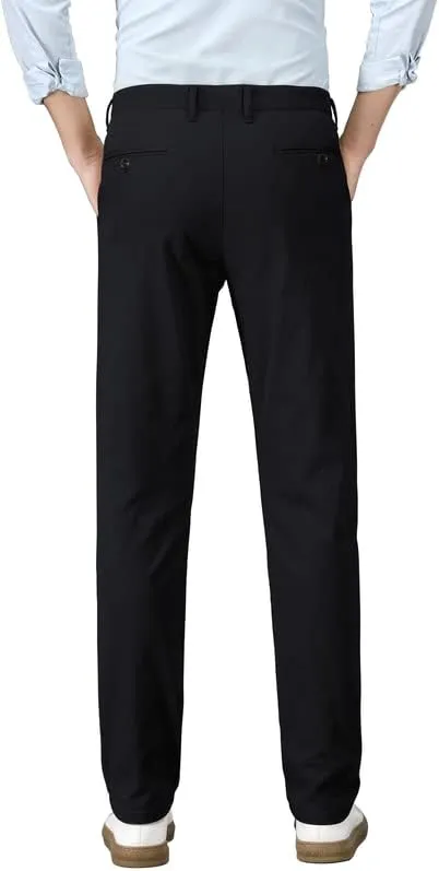 Mens Khaki Slim Fit Pants Stretch Casual Chino Pants for Men Tapered Pants