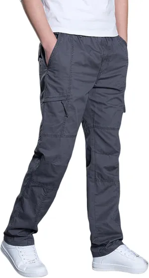 Mens Lightweight Cargo Pants Elastic Waist Straight Leg Slim Fit Chino Trousers for Men Trendy Solid Work Khaki Pant