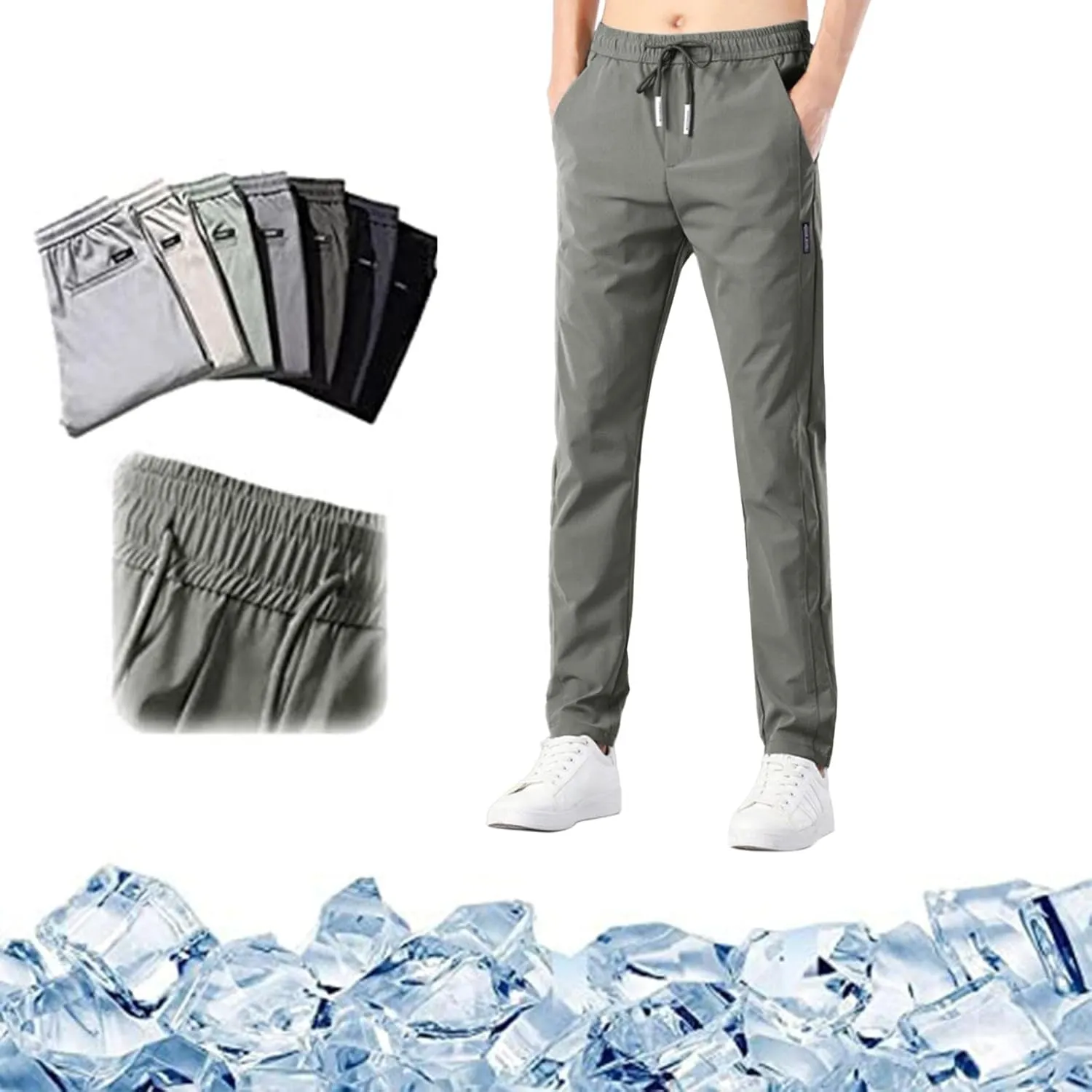 Men's Lightweight Jogging Pant Lounge Work Joggers Comfort Fit Sport Casual Sweatpants Elastic Waist Pants