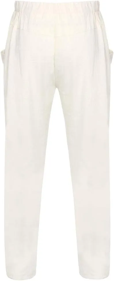 Men's Linen Pants Casual Elastic Waist Pants Breathable Lounge Pants Loose Summer Trousers Trendy Vacation Pants