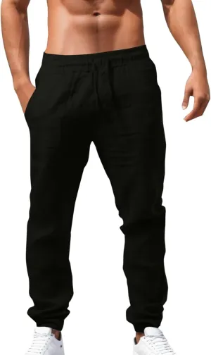 Men's Pant Casual Plain Joggers Gym Sports Yoga Sweatpant Tapered Elasticated Adjustable Waist Combat Pant