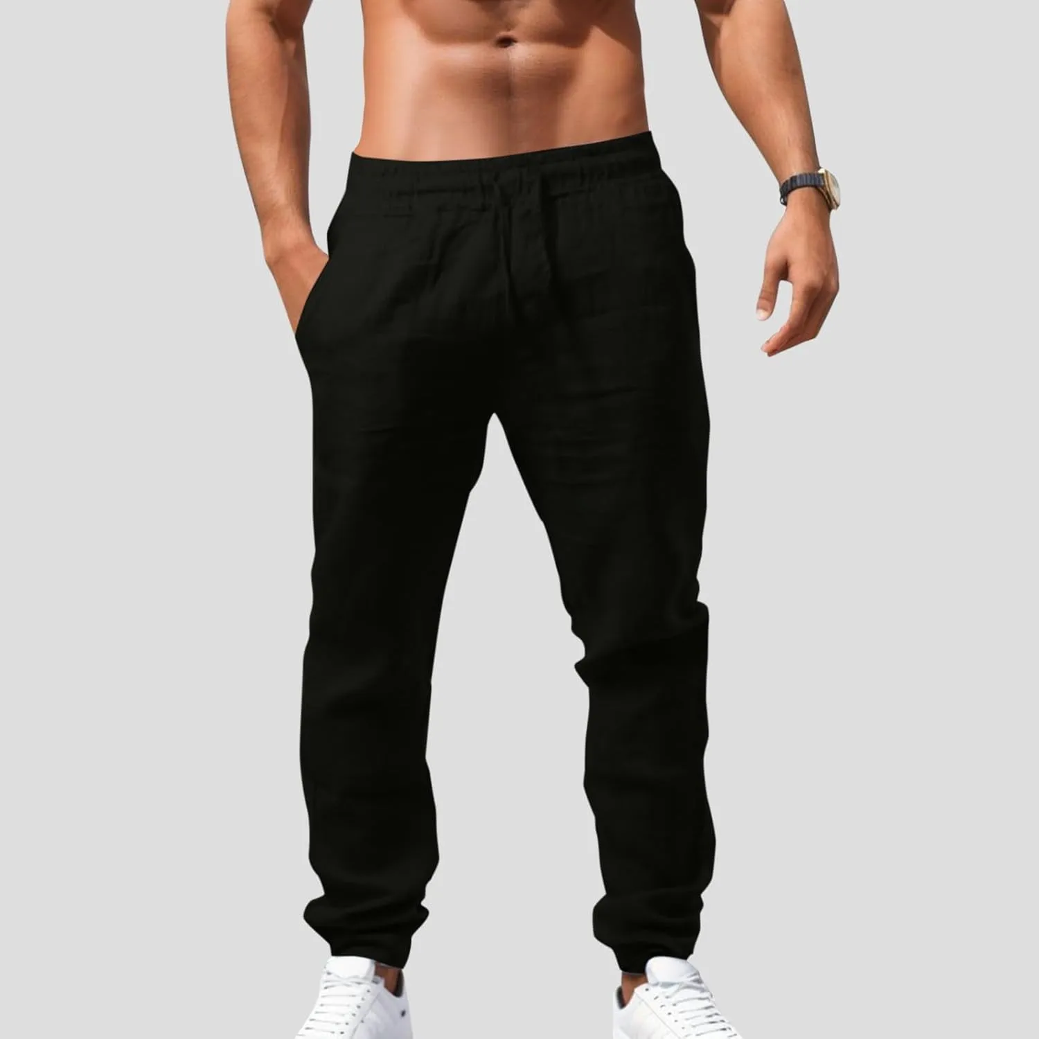 Men's Pant Casual Plain Joggers Gym Sports Yoga Sweatpant Tapered Elasticated Adjustable Waist Combat Pant