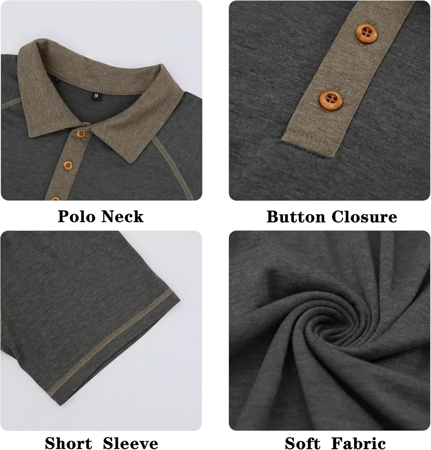Men's Polo Shirts Short Sleeve Casual Vintage Collared Button Basic Golf Raglan Tee T-Shirts