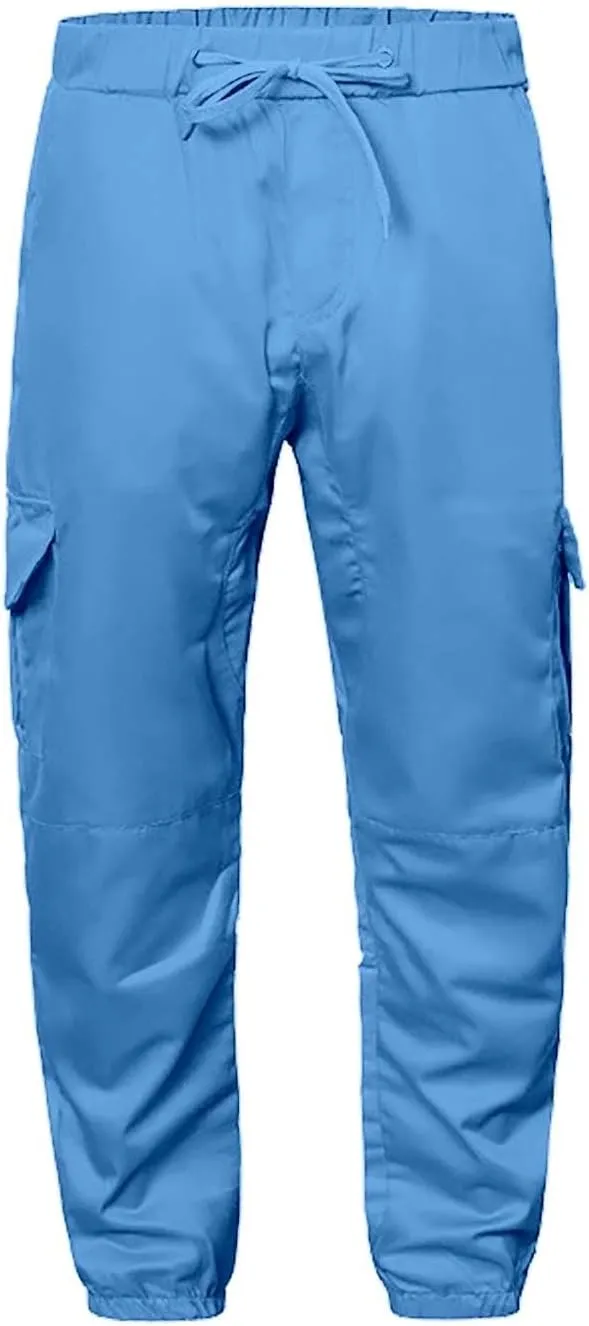 Mens Slim Fit Cargo Sweatpants with Pockets Workout Gym Lightweight Sweat Pants Elastic Waist Sweat Pants Trouser