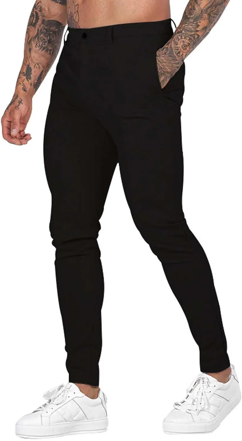 Mens Slim Fit Chino Pants Stretch Lightweight Business Suit Dress Pants Casual Wrinkle Free Quick Dry Work Trousers