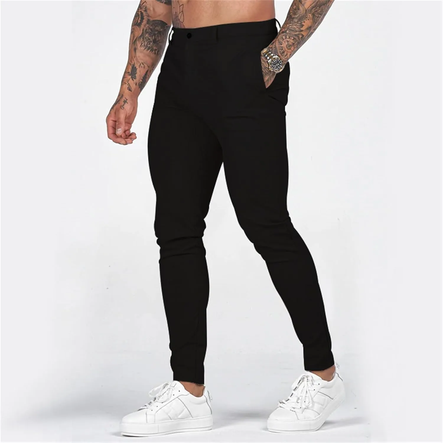Mens Slim Fit Chino Pants Stretch Lightweight Business Suit Dress Pants Casual Wrinkle Free Quick Dry Work Trousers