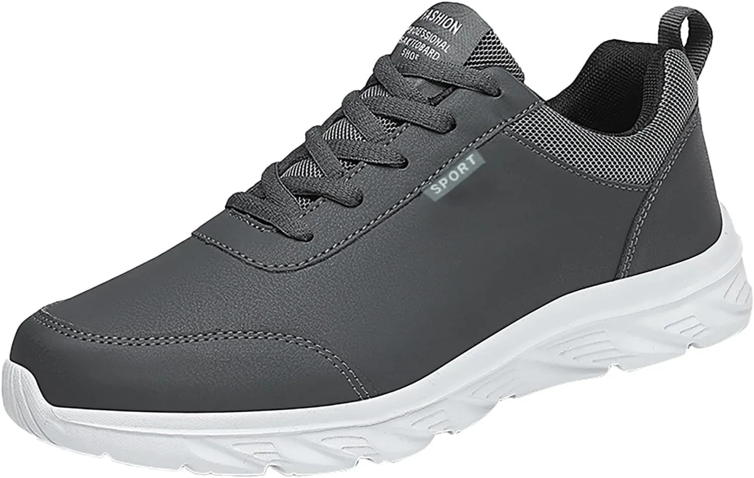 Men's Slip on Walking Shoes Comfortable PU Leather Memory Foam Breathable Fashion Sneakers Non Slip Arch Support Cushioning Workout Tennis Shoes Wide Width
