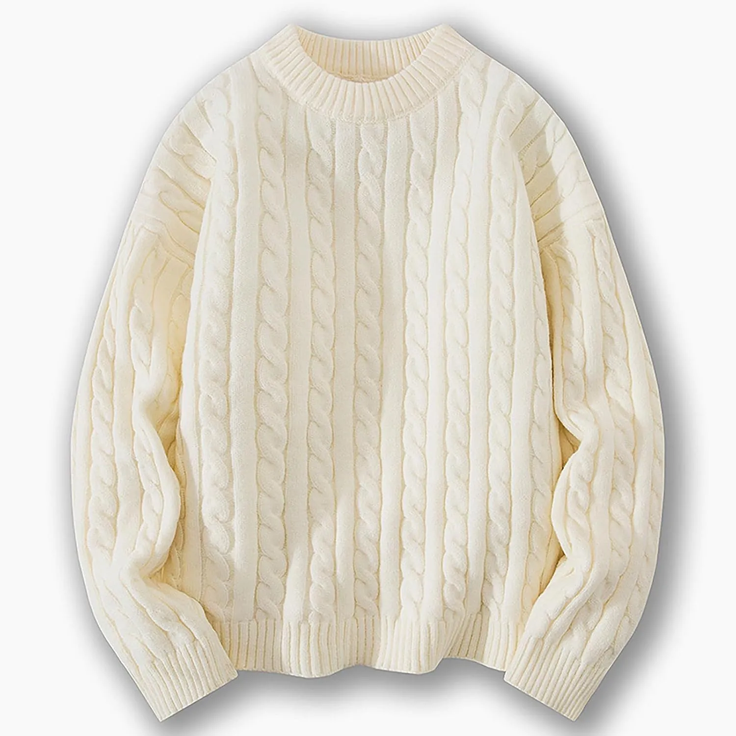 Men's Winter Round Neck Fall Sweaters Sweatshirt Casual Pullover Knit Sweater Warm Thick Knitwear Mens Work Coats