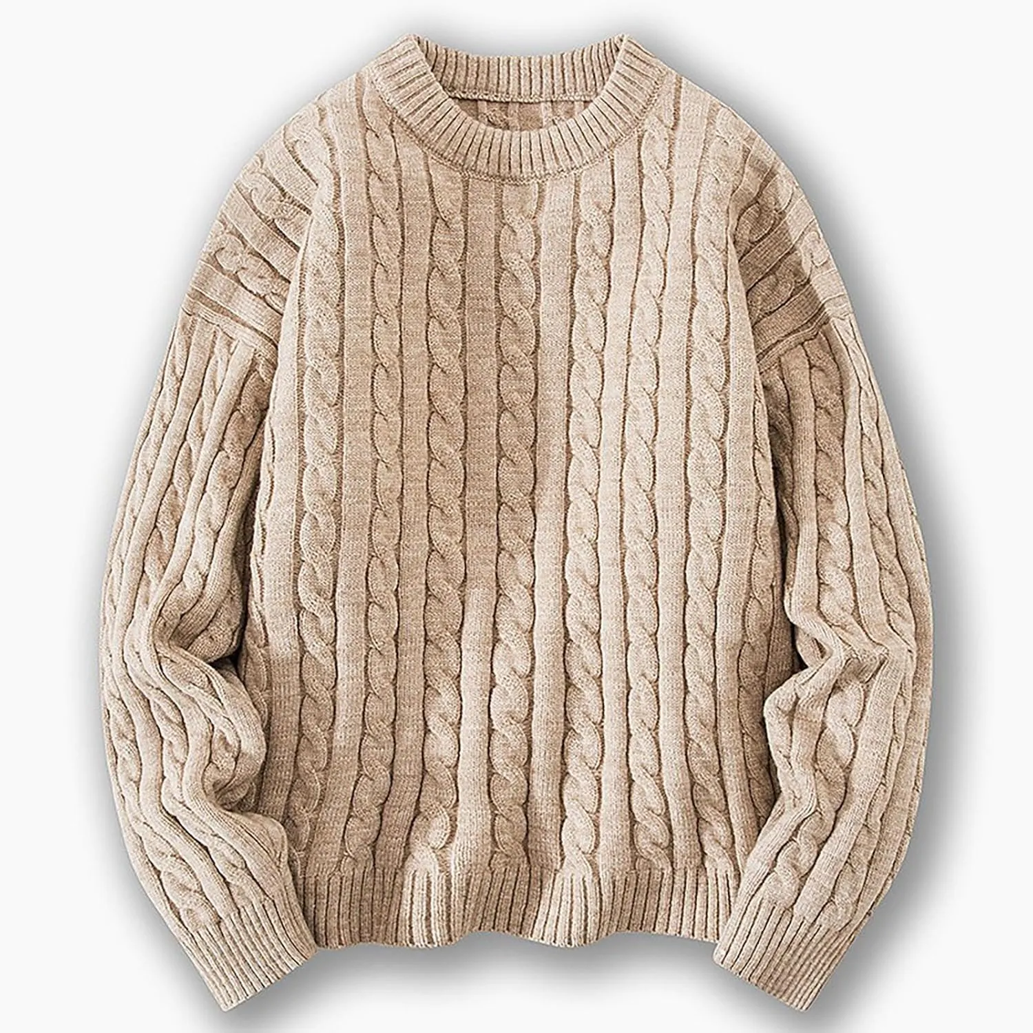 Men's Winter Round Neck Fall Sweaters Sweatshirt Casual Pullover Knit Sweater Warm Thick Knitwear Mens Work Coats