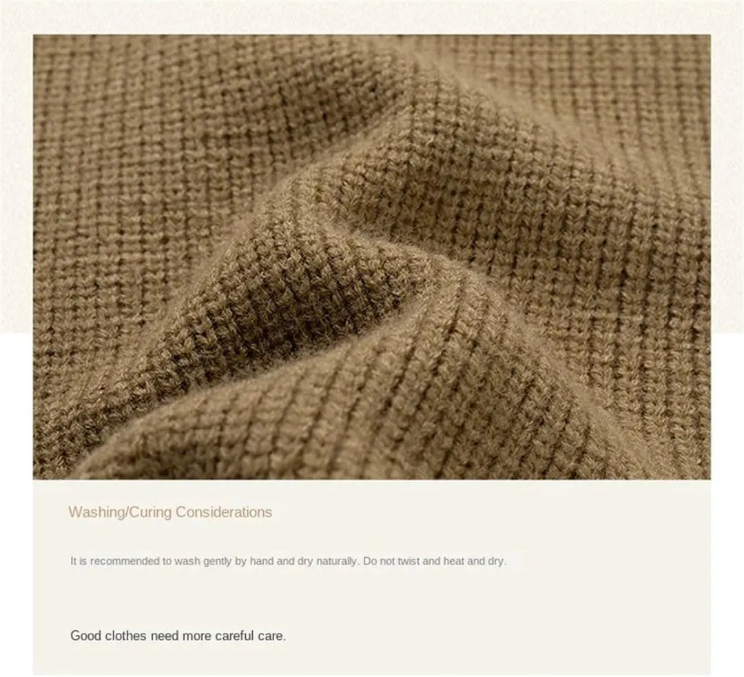 Men's Winter V-Neck Knitwear Thick Solid Color Loose Knitwear Knitwear Vest