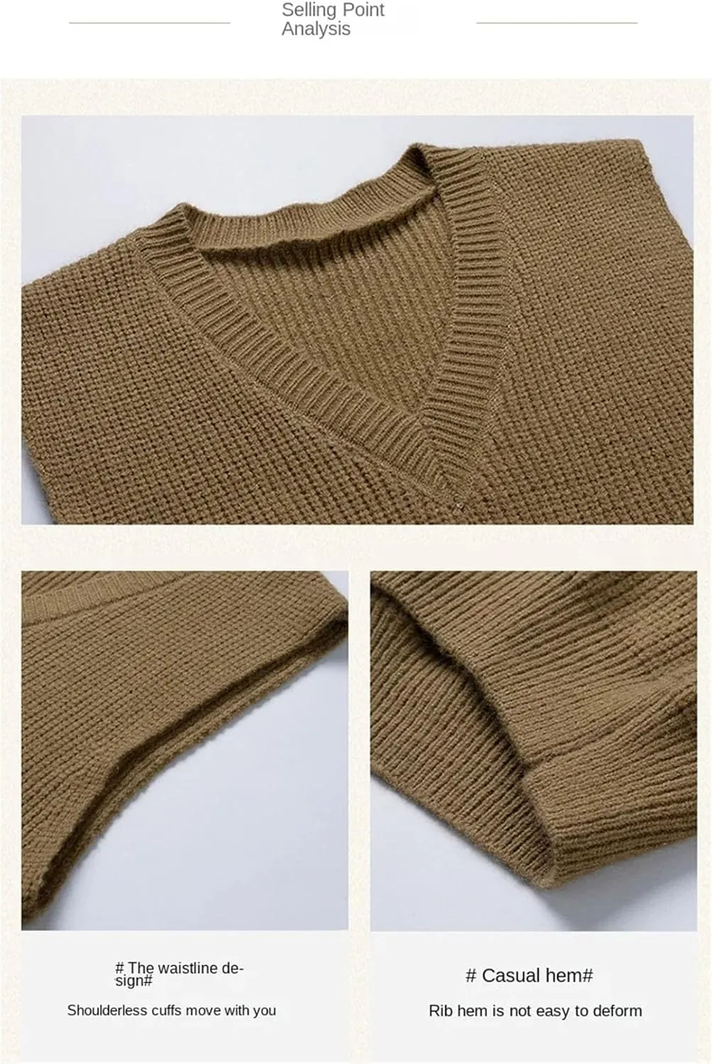 Men's Winter V-Neck Knitwear Thick Solid Color Loose Knitwear Knitwear Vest