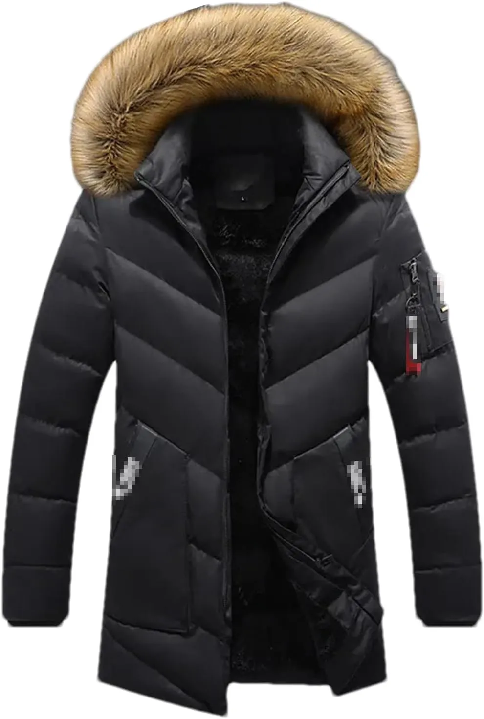 Men's Winter Warm Thick Jacket Hooded Fleece Parkas Male Casual Windproof Fur Collar Coat Male Cotton-Padded Overcoat