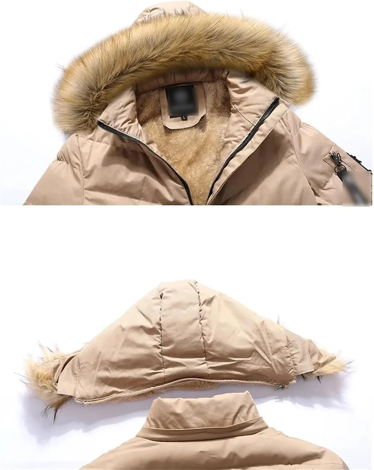 Men's Winter Warm Thick Jacket Hooded Fleece Parkas Male Casual Windproof Fur Collar Coat Male Cotton-Padded Overcoat