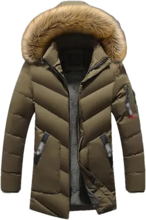 Men's Winter Warm Thick Jacket Hooded Fleece Parkas Male Casual Windproof Fur Collar Coat Male Cotton-Padded Overcoat