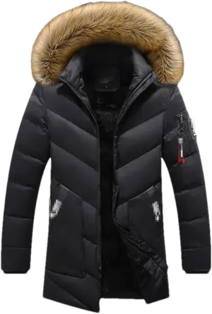 Men's Winter Warm Thick Jacket Hooded Fleece Parkas Male Casual Windproof Fur Collar Coat Male Cotton-Padded Overcoat